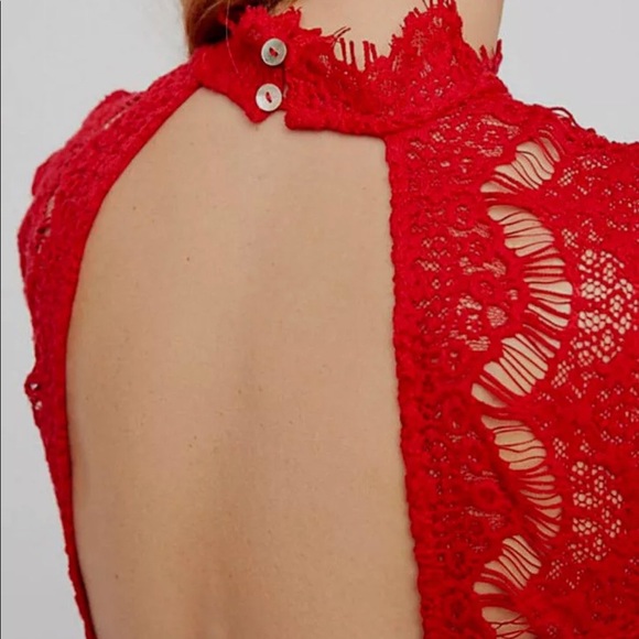 Free People Daydream Lace Dress in Cherry NWT - Picture 2 of 15